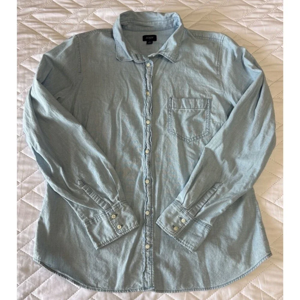 J Crew Women's Long Sleeve Shirt Size Large Cotton